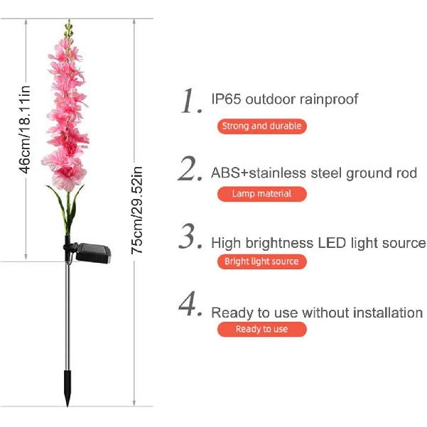 2 Pack 29.5 Inch Solar Hyacinth Flower Lights Outdoor Decorative, Purple Silk Hyacinth Flower Lights for Garden Decor