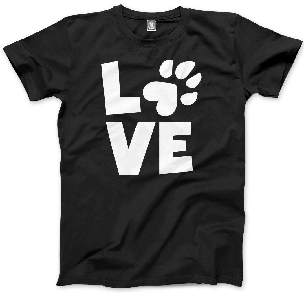 Love Paw Print - Cat Dog Pet Lover Mens Unisex T-Shirt L