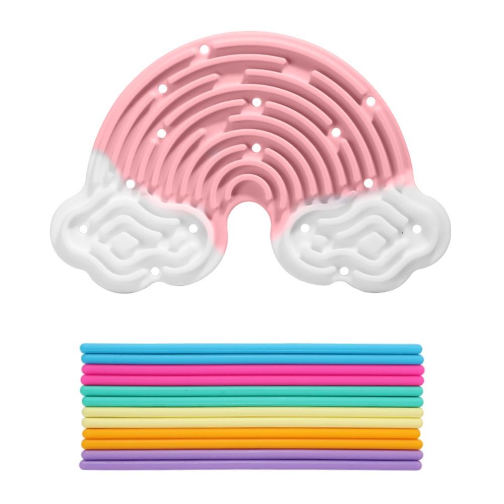 12 Strings Sensory Activity Board Silicone Rainbow Sensory Toys New Fidget Toy  Kids Adults