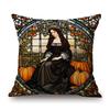Renaissance Pre-Raphaelitism William Morris Round Stained Glass Window Elegant Lady Girl Decoration Pillow Case Cushion Cover