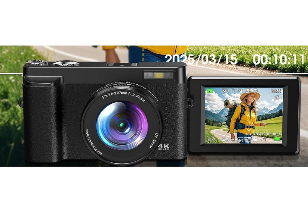 4K Ultra HD Digital Camera with 48MP & Flip Screen - Model R101