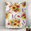 Sunflower and Poppy Floral Design Patterned Tapestry for Bedroom and Living Room Home Decor