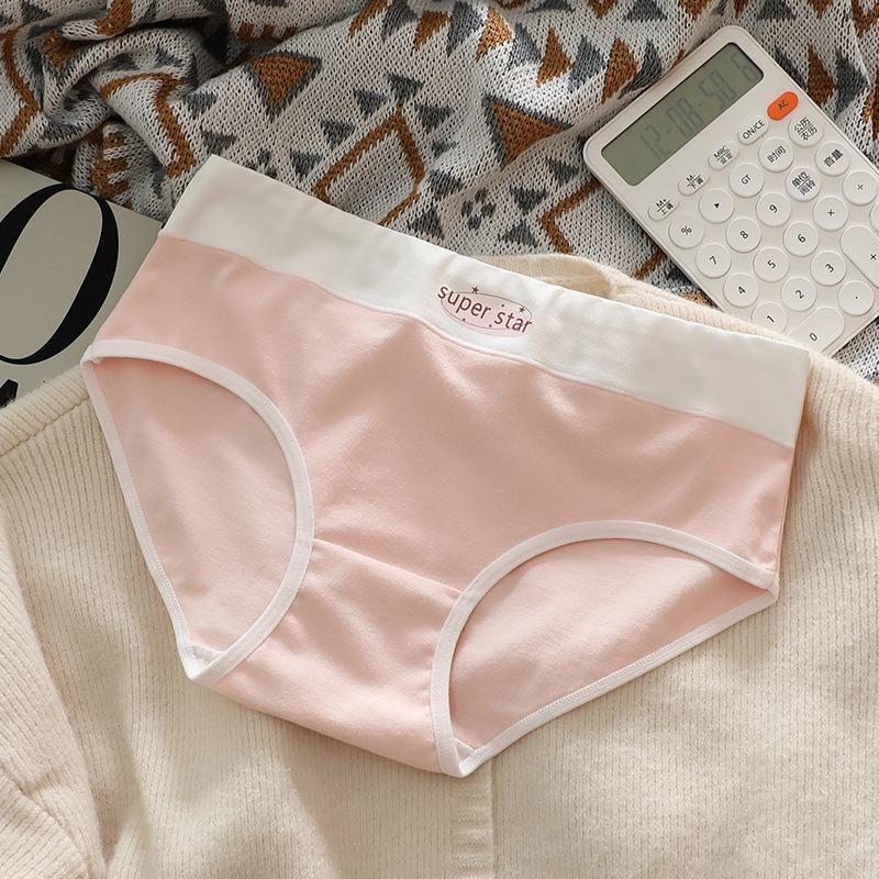 Ladies Spring and Summer Simple Lovely Letter Pure Cotton 7A Bacteriostatic Crotch Breathable Mid Waist Triangle Briefs
