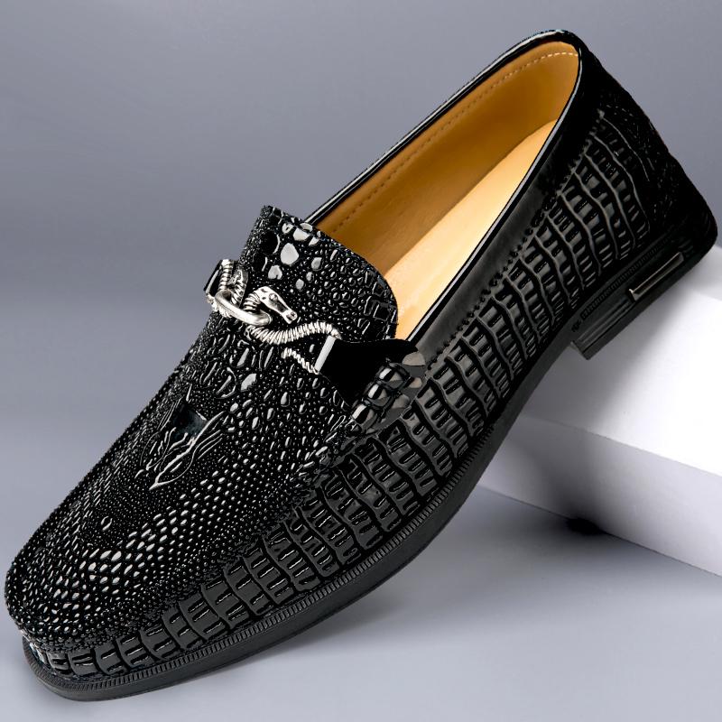

Fashion Top Quality Male Loafers Street Style Walking Footwear Luxury Brand Leather Men s Dress Shoes Summer Breathable Casual Flats 44 чёрный