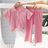 Girls' Spring Summer Trendy Short-Sleeve Sports Suit - Stylish Two-Piece Set for Baby Girls