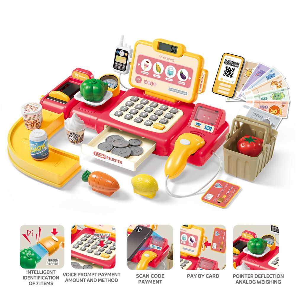 Playing House Smart Checkout Page Simulation Supermarket Dining Table Fruit Cash Register Children'S Combination Toy Set