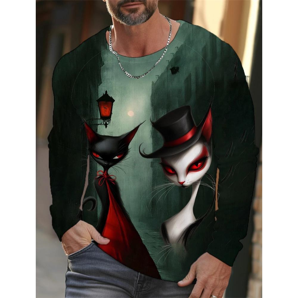 Funny 3D Animal Print Men's T-shirts Hip Hop Trend Harajuku Street Clothes Autumn Loose Top Fashion Long Sleeve T-shirts