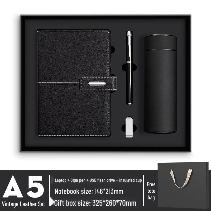 A5 Benutzerdefiniertes Geschäftsnotizbuch & Thermoskanne Geschenkset mit Logodruck für Firmenmeetings