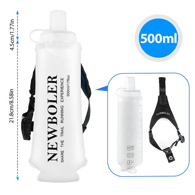 NEWBOLER Skládací náramek na láhev s vodou 500 ml Měkká láhev TPU Hydratační láhev na vodu Pevná pro běh Protiskluzová Venkovní sporty