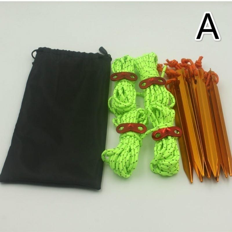 Portable 4*4meters Tent Ropes and 10pcs Ground Nails Set for Camping Tent