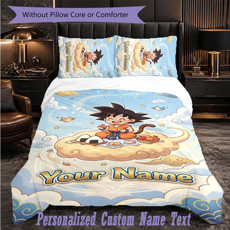 Personalized 3Pcs Bedding SetDragon Ball Custom Text Duvet Cover Pillowcase Set Bedroom Gift