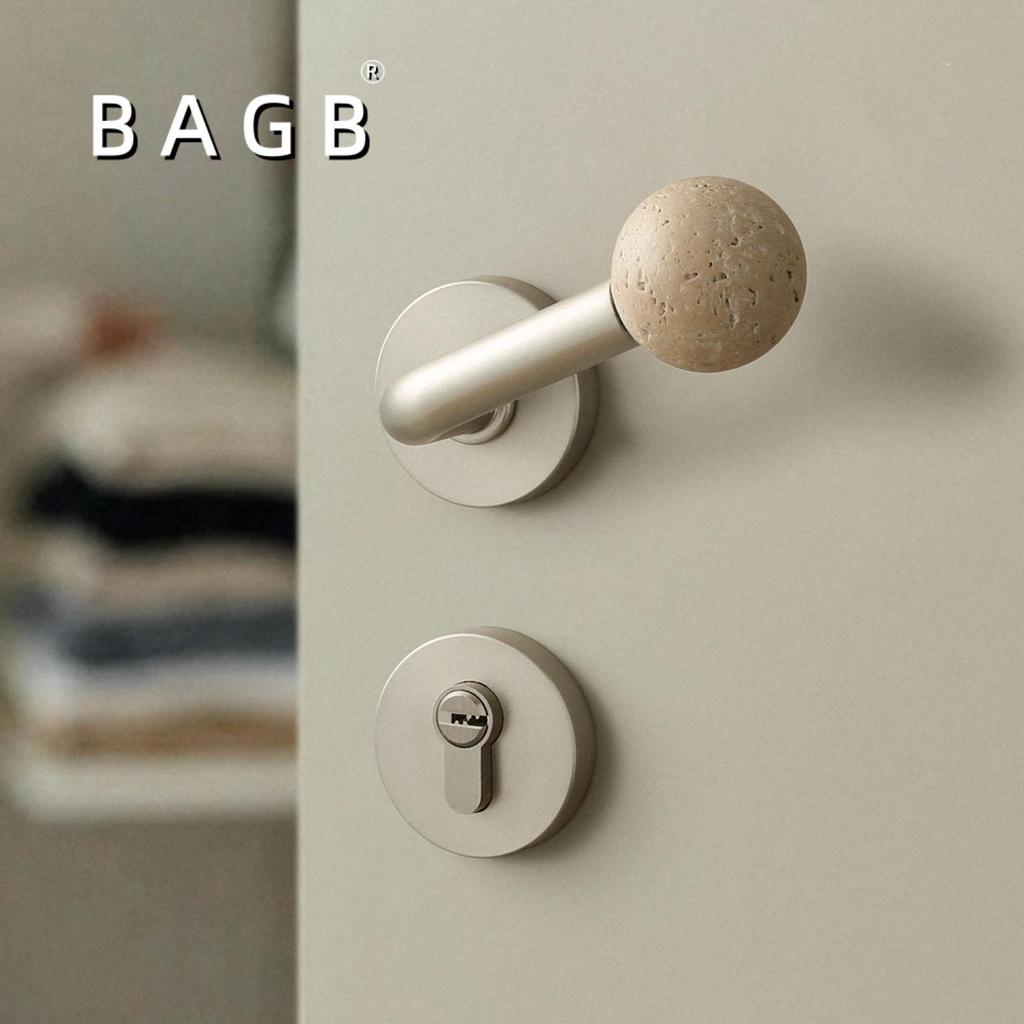 Antique Travertine Door Handle Set: Magnetic Silent Lock for Modern Interior Doors