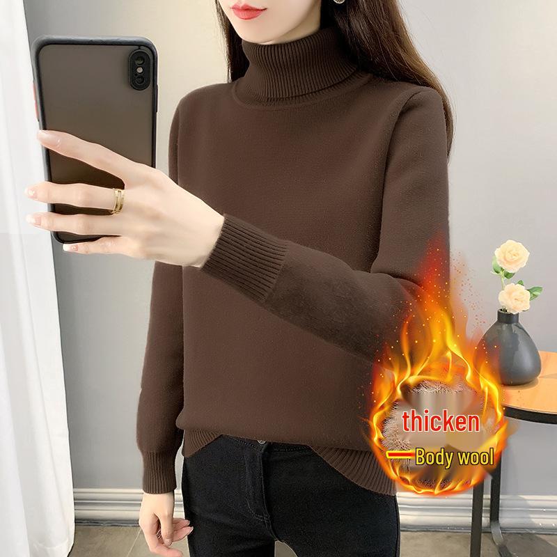 Women's Winter Warm Half-High Collar Knit Base Layer One-Piece Velvet Sweater (2025 Edition)