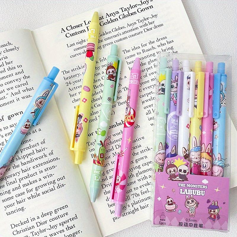 6ks Roztomilý Beauty Labubu Neutrální Hrot Pera Škola Psaní Zkouška Měkký Úchop Hladké Rychleschnoucí 0.5mm Černé Pero Studentská Učební Pomůcka Zpět do Školy