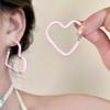 Solid Color Drop Glaze Heart Hoop Earrings Women Korean Sweet Simple Versatile Ear Jewelry