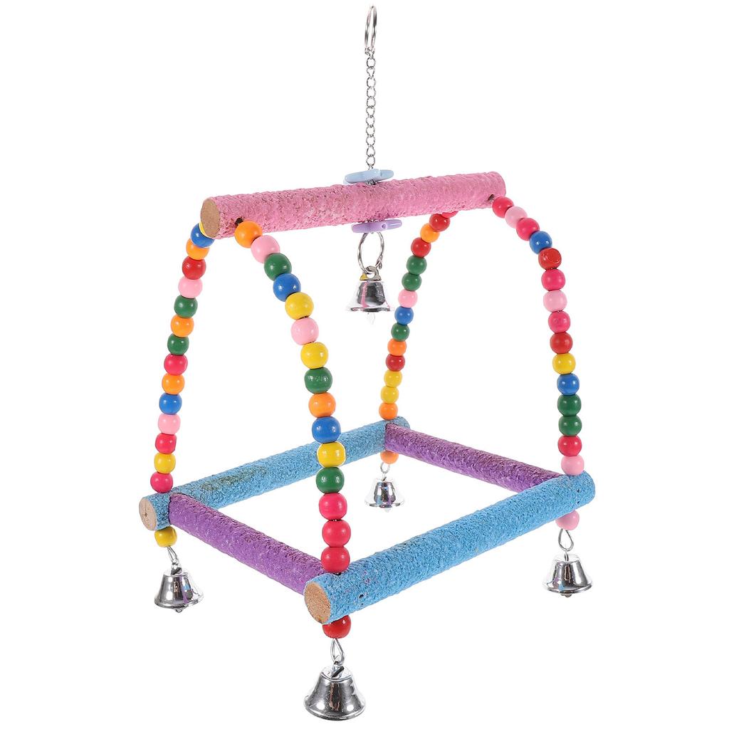 1Pcs Parrot Swing Stand Ladder Bright Color Hanging Playground Chewing Adventure Supplies for Cockatiels Parakeets Small Birds
