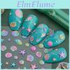 Shell Embossed Reusable 5d Starfish Nail Stickers – Hypoallergenic Glossy Marine Decals For Easy Diy