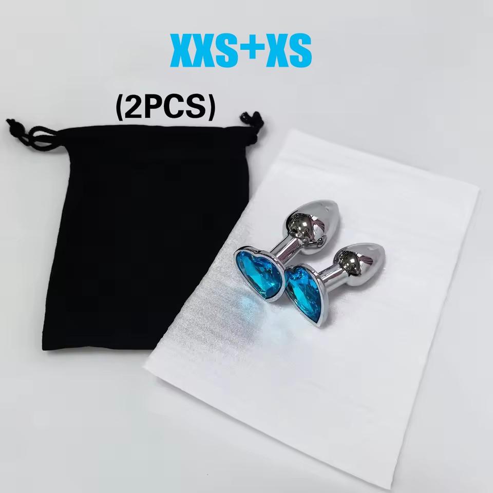 Heart Base Metal Anal Plug Stainless Beginner 5 Size Butt Plug Anus Masturbation Stimulator Dildos Adult Sex Toys For Man Women