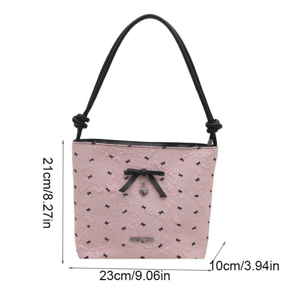 Versatile Bow Bucket Bag Adjustable Strap Women's Handbag Simple Crossbody Bag  Daily