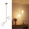 NETTLIFE Suspension G9 Double Ampoule Spherical Design Milky White Glass Lampshade Modern Style with Gold Details