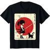ECTOUMOL Japanese Samurai Black Cat Kawaii Anime Women T-Shirt