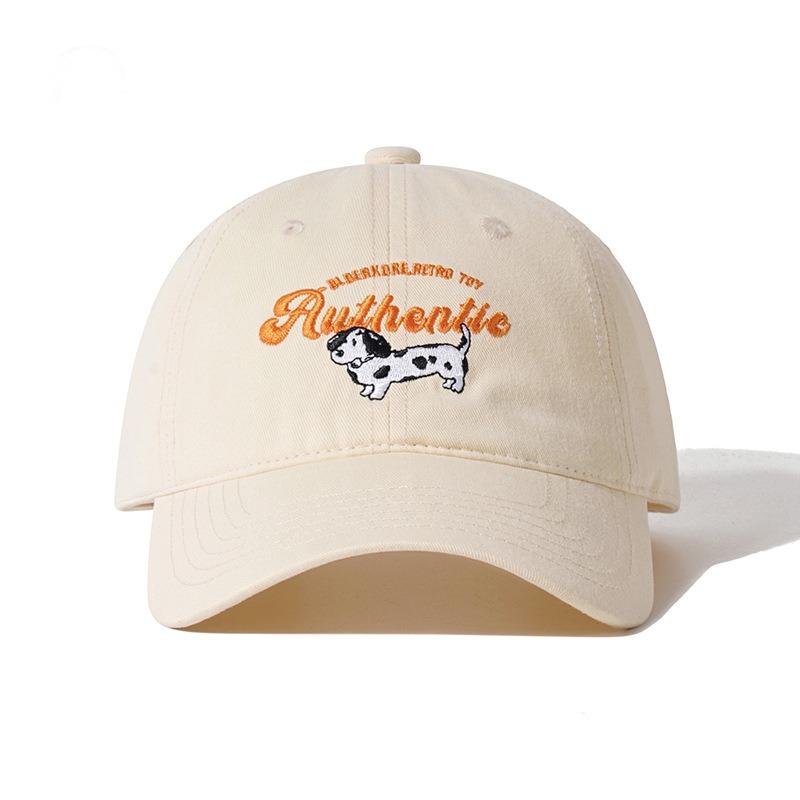 Vintage Spotted Dog Embroidered Baseball Cap Children Spring Summer Versatile Street Plum Color Cap Tide