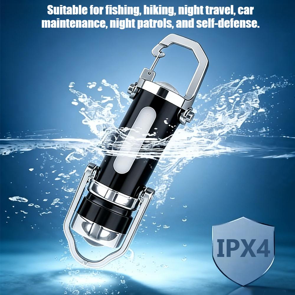 Rechargeable Mini EDC Keychain Flashlights Multifunctional Work Lights Portable Emergency Light for Walking Searching Hiking