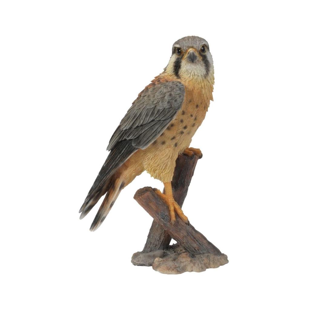 Ubia Falcon Perched on a Stump, 20.5 x 12.3 x 31 cm, Figurine, Animal, Garden Decor, Bird, H14033
