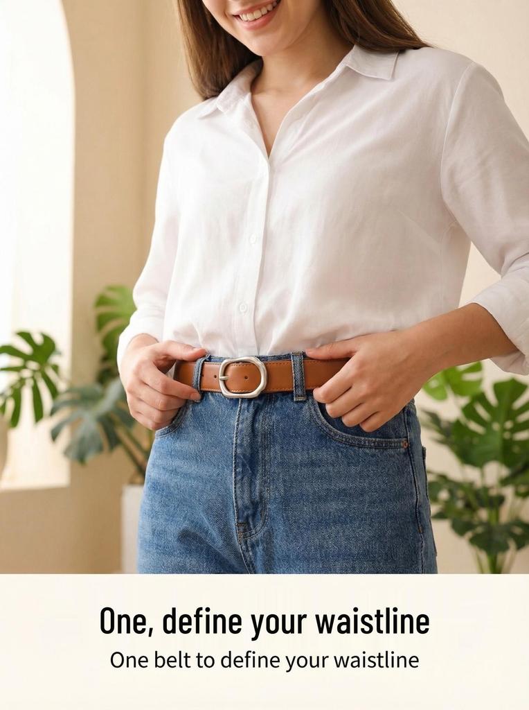 Women's Genuine Cowhide Belt - Pin Buckle, Fashionable, Versatile, Korean Style