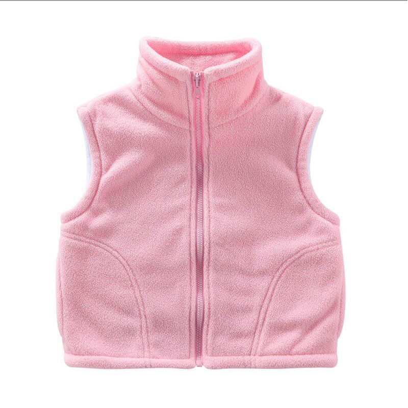 Spring and Autumn New Arrival Children Boys and Girls Pure Color Cardigan Simple Warm Polar Fleece Waistcoat