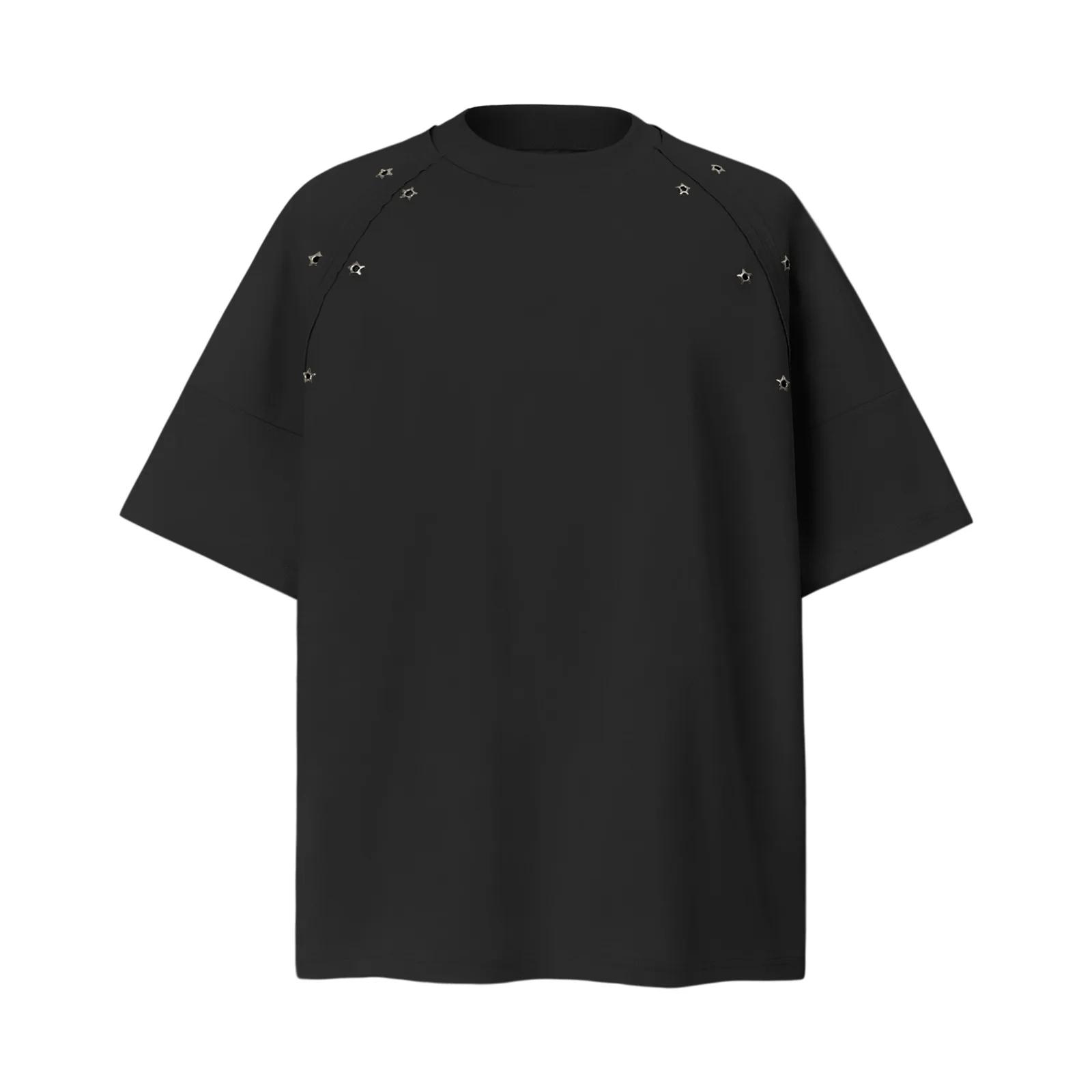 Мужские футболки в японском стиле, однотонные, модные, с принтом, топы, футболки, летние, для пар, повседневные, с круглым вырезом, с коротким рукавом, мужские футболки M чёрный