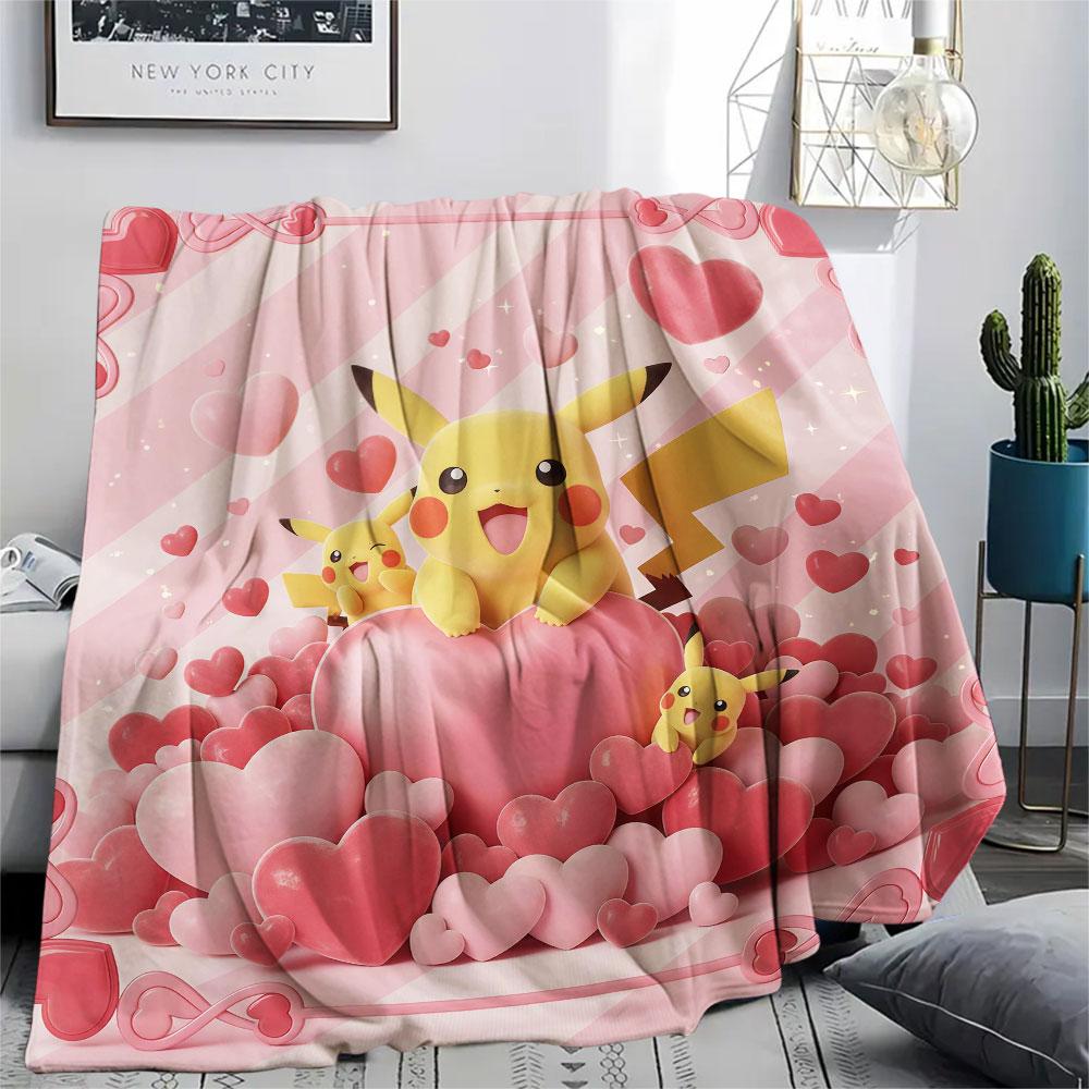 1 Stück Flanelldecke mit Pokemon-Liebesdruck, Hohe Qualität, Bequem für alle Jahreszeiten, Heimdekoration, Wärme und Komfort, Perfekt für Weihnachtsgeschenke