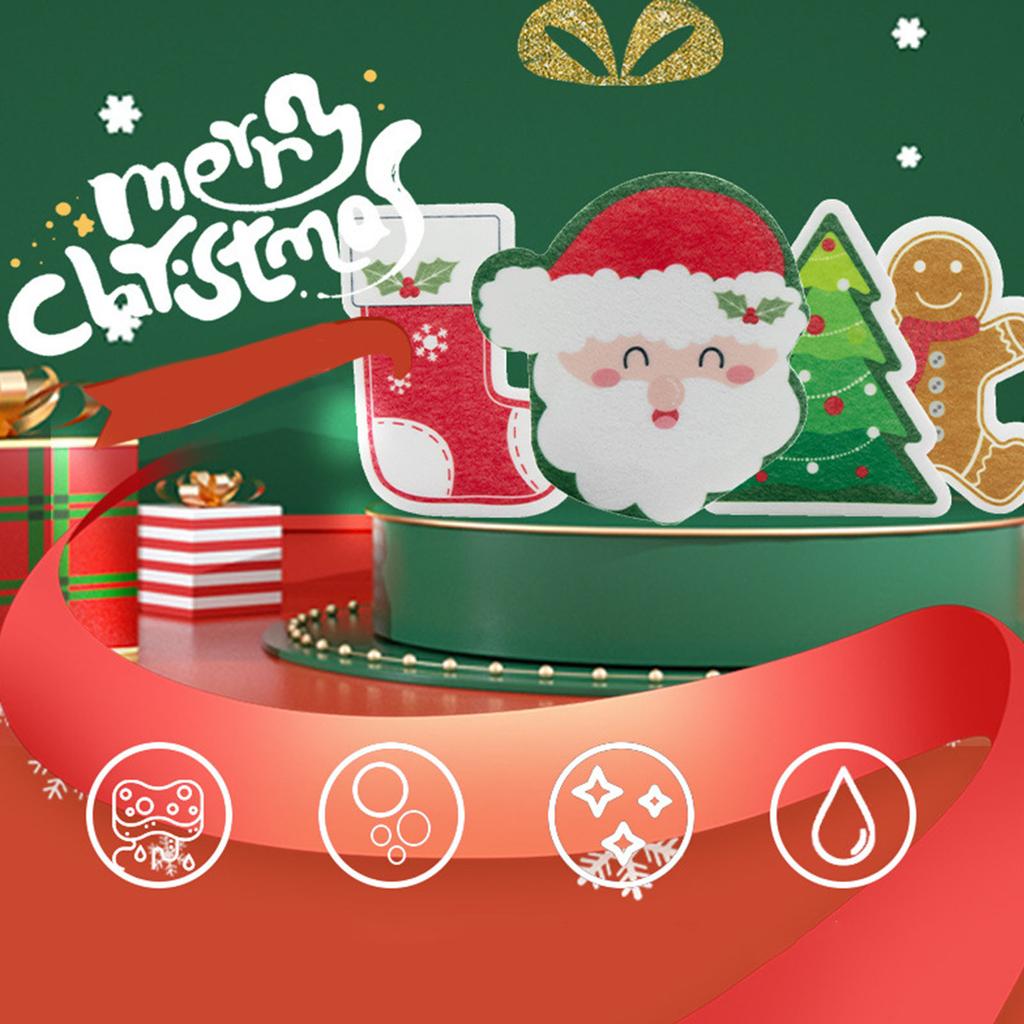 Cleaning Sponge Rubs Christmas Cartoon Cleaning Sponge Wood Pulp Cotton Cleaning Brush Kitchen Bathroom Household Clean