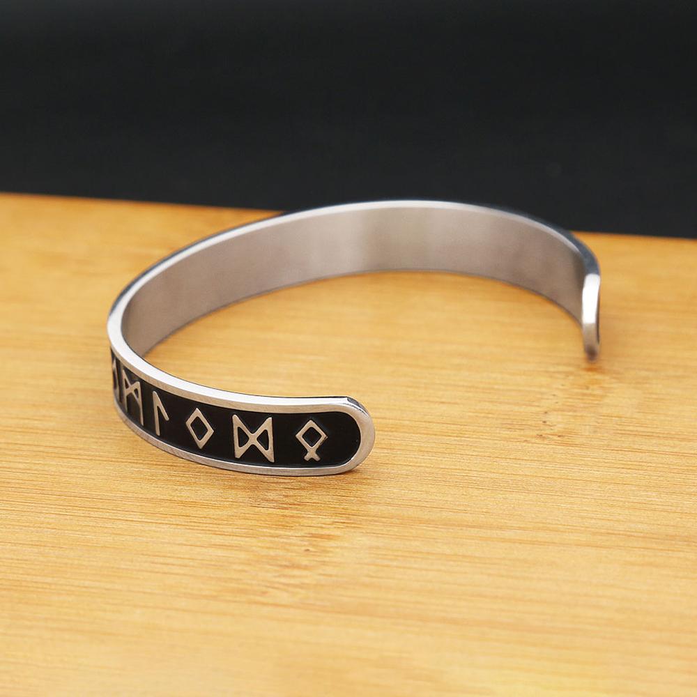 Vintage Nordische Wikinger Runen Einfaches Armband Für Männer Frauen 316L Edelstahl Öffnbares Armreif Armbänder Amulett Schmuck Geschenke