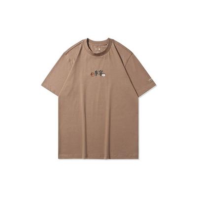 Li Ning X Line Friends Cartoon Short Sleeve T-Shirt Men Tops Khaki AHSQ870-1