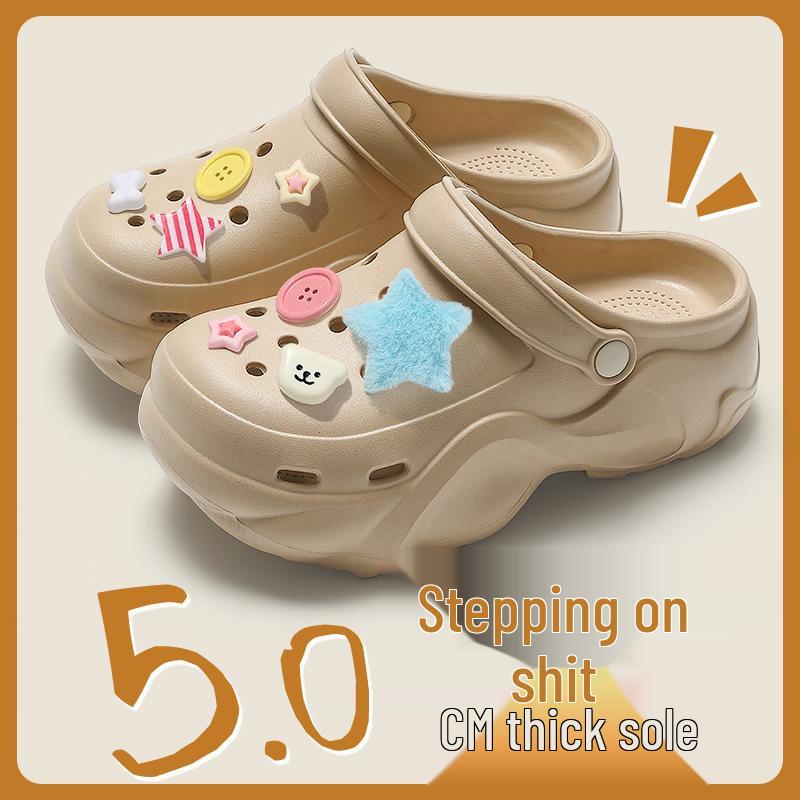 2025 Trendy Xiaohongshu Influencer Cute Cartoon Non-slip Thick-soled Summer Outdoor Closed-toe Slippers