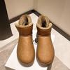 Large size winter new women's thick-soled snow boots short tube piled and thickened waterproof leather thermal cotton boots