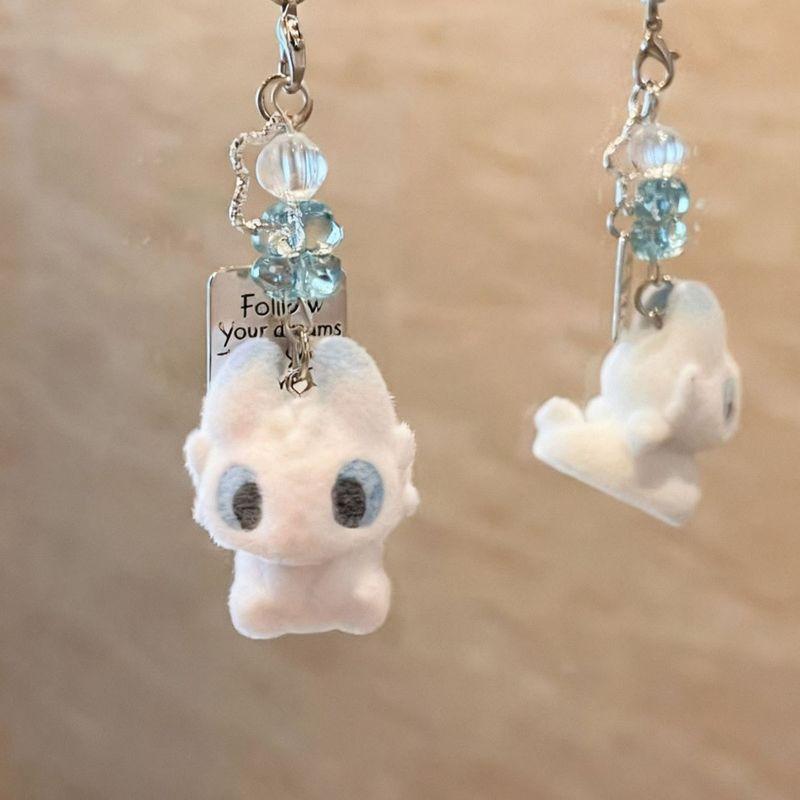 Cute Potdemiel Toothless And Light Fury Flocked Plush Animation Bag Pendant Keychain Decoration Doll Trendy Toys Surprise Gifts