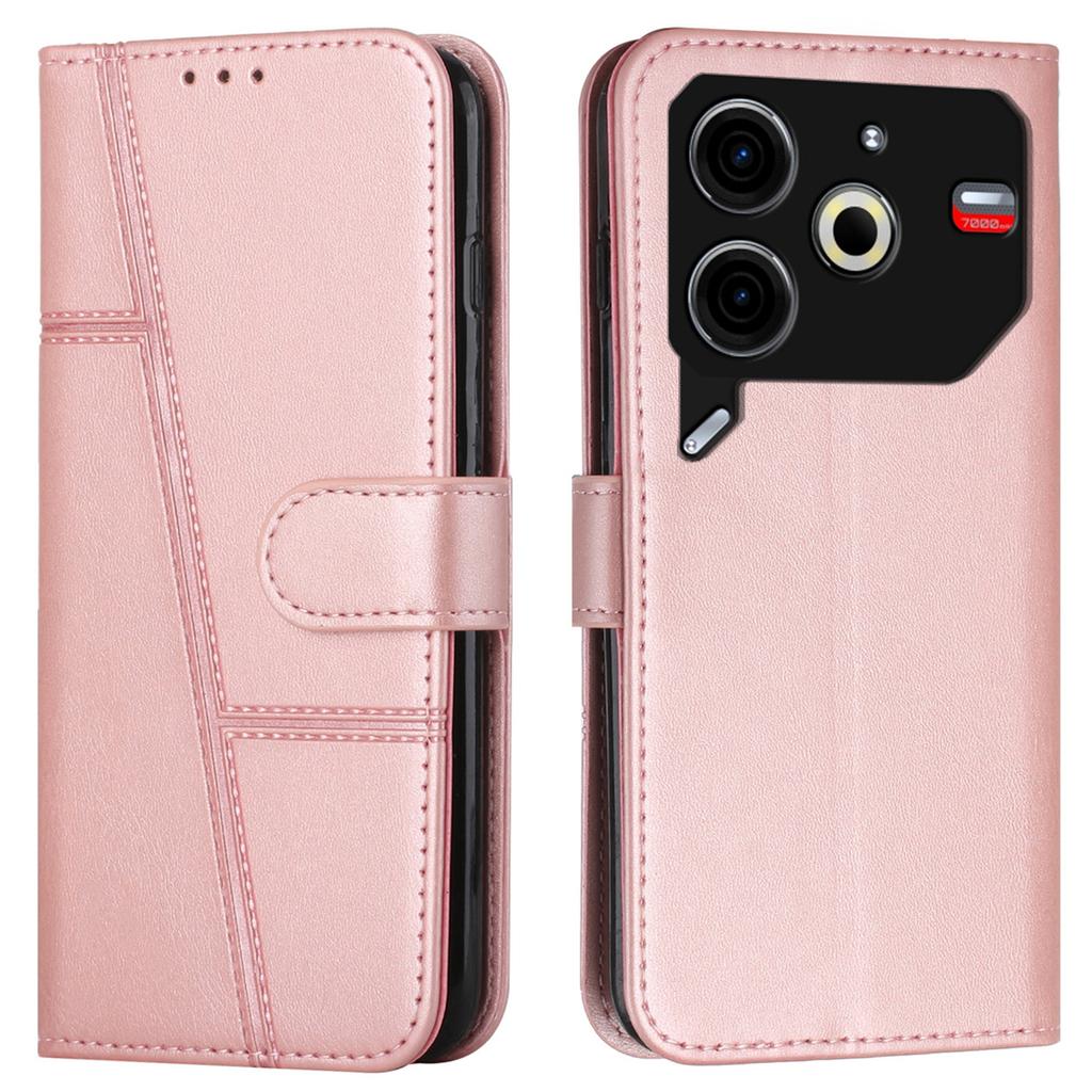 For TECNO Pova 6 Neo Case Magnetic Clasp Stand Leather Phone Cover Line Decor