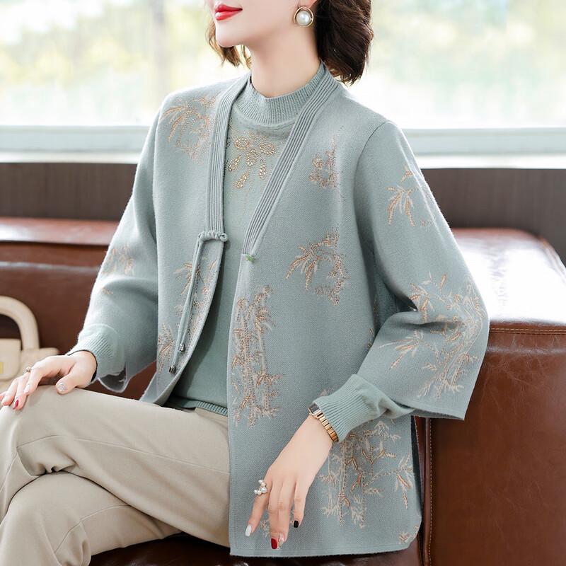 

Женский элегантный вязаный костюм-двойка со стразами 4XL