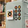 Nostalgic Acrylic Record NFC Music Vinyl Magnet Fridge Player Programmable with 9 Records Retro Aesthetic Magnetic Portable Desktop Ornament