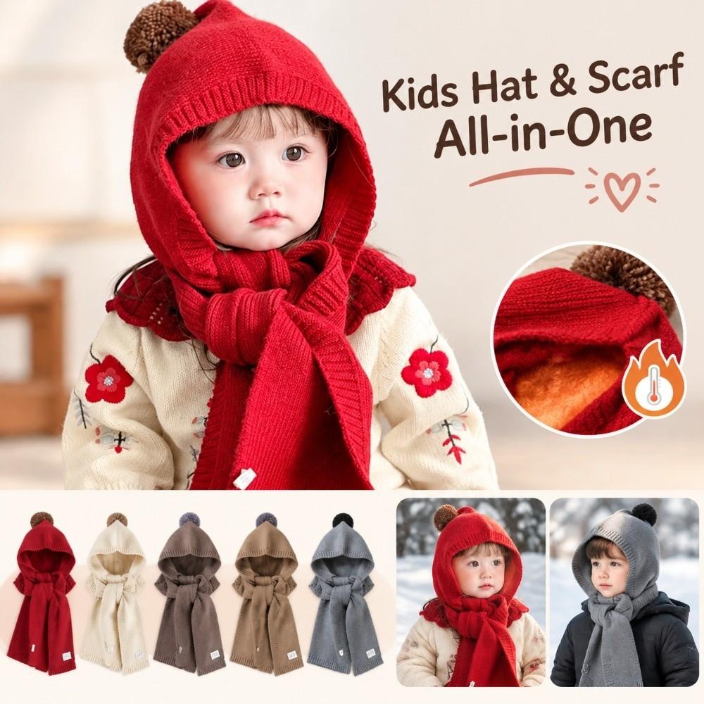 Knitted Kids Winter Hat Windproof Hat Scarf Combo New Windproof Beanie Daily Use