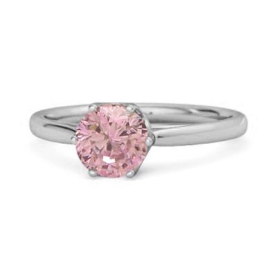Pink Topaz Minimalist Solitaire Ring -925 Sterling SIlver