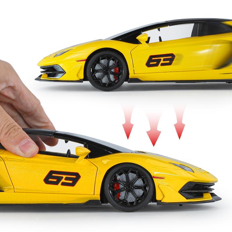 1:18 Aventador SVJ63 Alloy Racing Car Model Diecasts & Toy Metal Vehicles Car Model High Simulation Sound and Light Kids Gifts