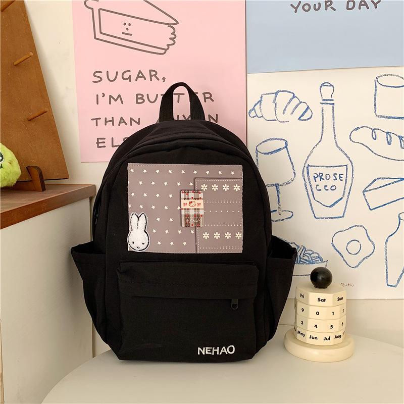 Schoolbag ancient style patchwork versatile backpack casual fashion junior high school students cute bear light small backpack