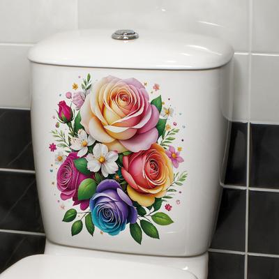 Romantic Hand-painted Pretty Flower Wall Stickers Watercolor Living Room Furniture Decor Bathroom Toilet Stickers