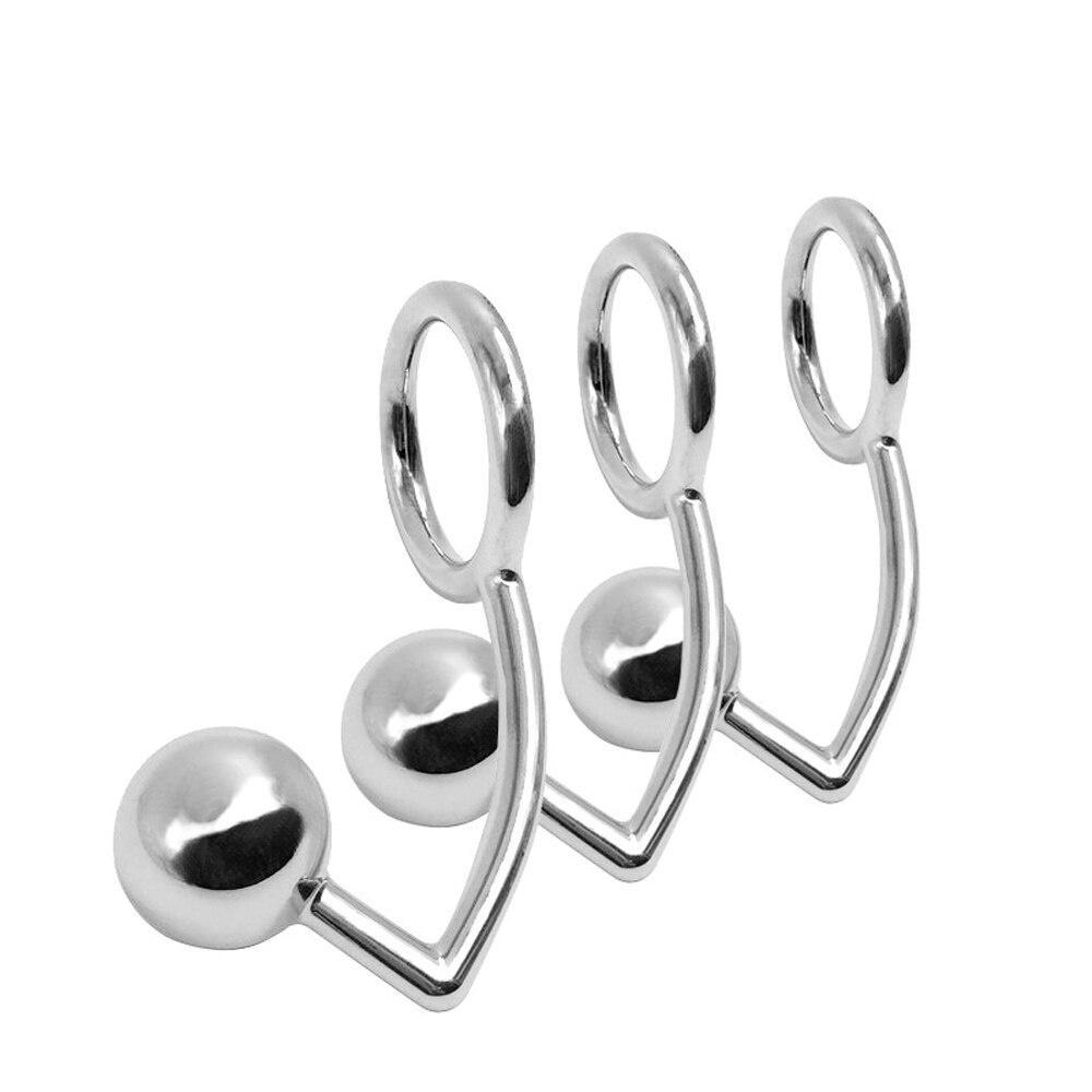 Stainless Steel Anal Hook Butt Plug Ball Bead 40mm/45mm/50mm Ring