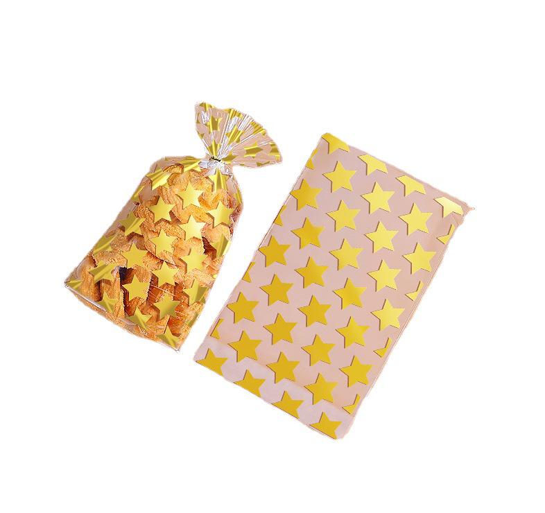 Gold Polka Dot Self-Adhesive Transparent Plastic Bags for Small Biscuits and Candy