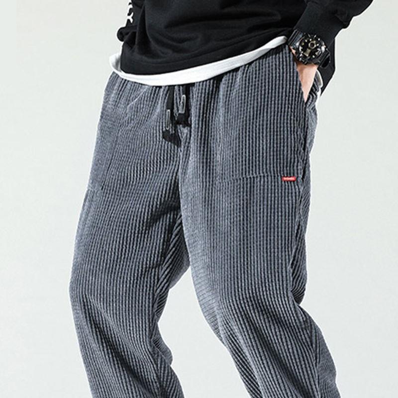 Baggy Corduroy Sweatpants Men Solid Color Casual Autumn Spring Tech Fleece Sport Loose Joggers Harem Pants Male Long Trousers