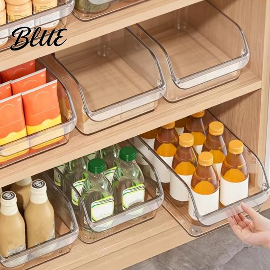 Fridge Drawer for Canned Drinks Refrigerator Storage Box with Handle Clear PET Pull Out Organizers Organizer Stackable Fresh Food Keeper Vegetables